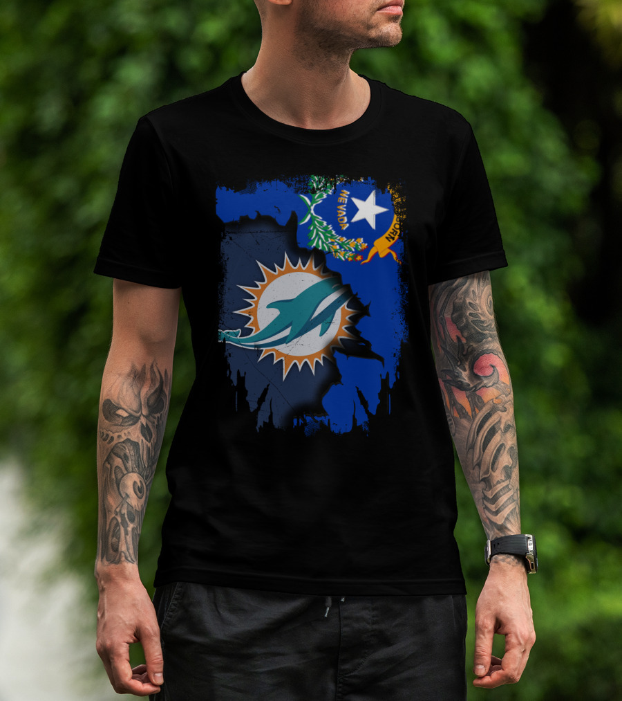 Nevada Dolphins Logo Fusion With State Flag T-Shirt