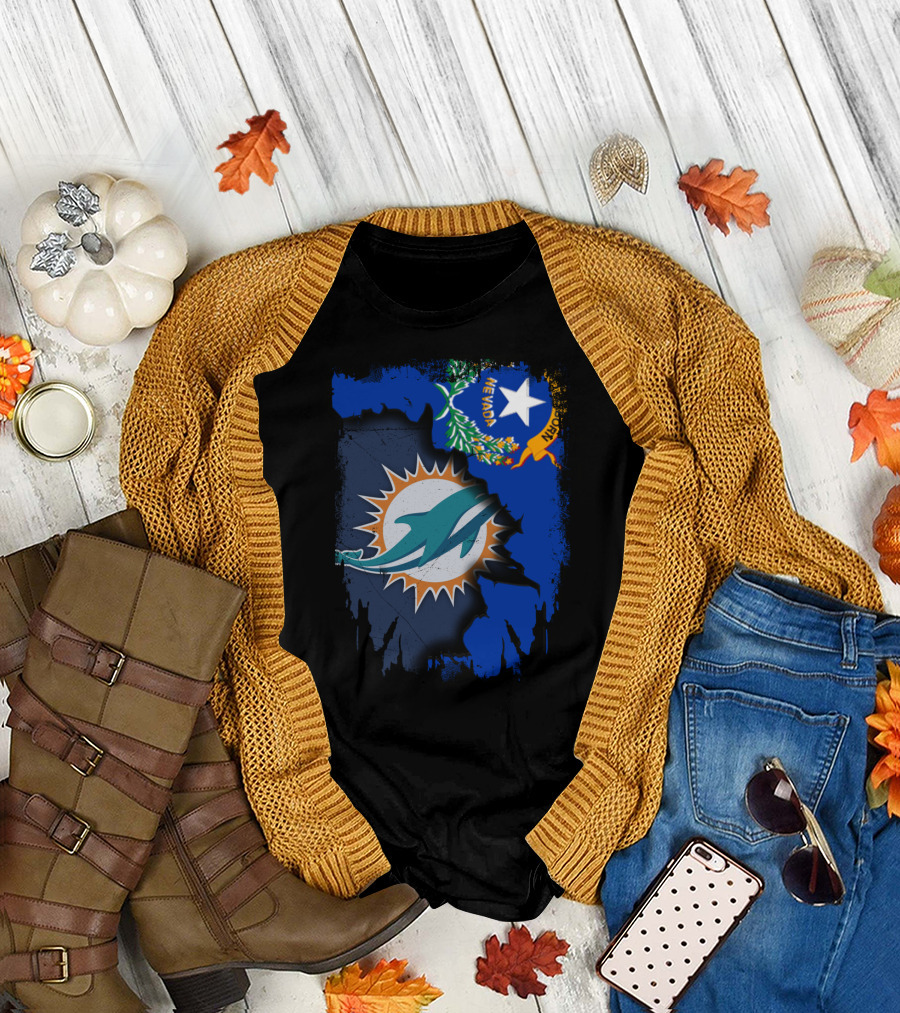 Nevada Dolphins Logo Fusion with State Flag T-Shirt