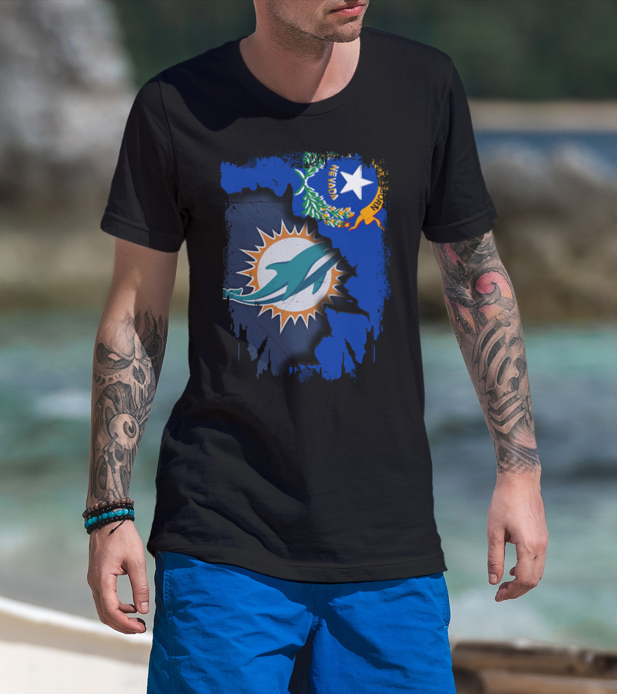 Nevada Dolphins Logo Fusion With State Flag T-Shirt