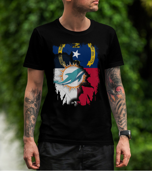 North Carolina Flag Dolphins Miami Connection T-Shirt