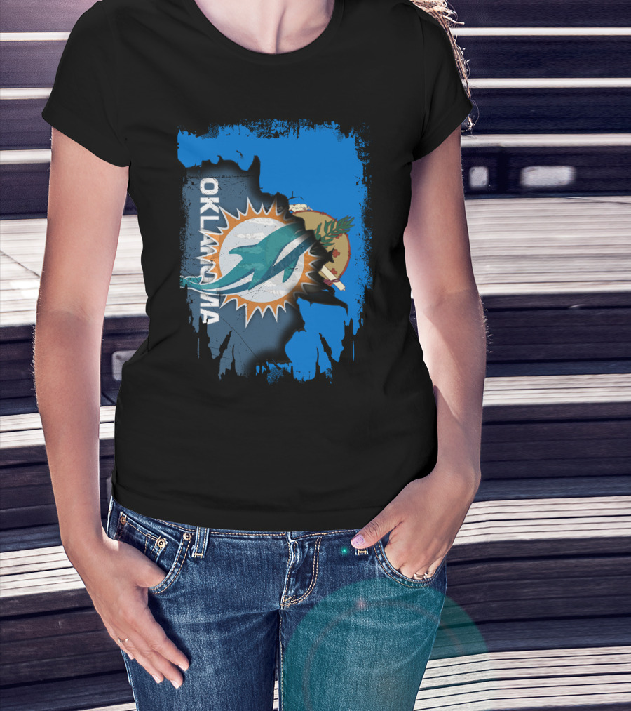 Oklahoma And Miami Dolphins Fusion T-Shirt