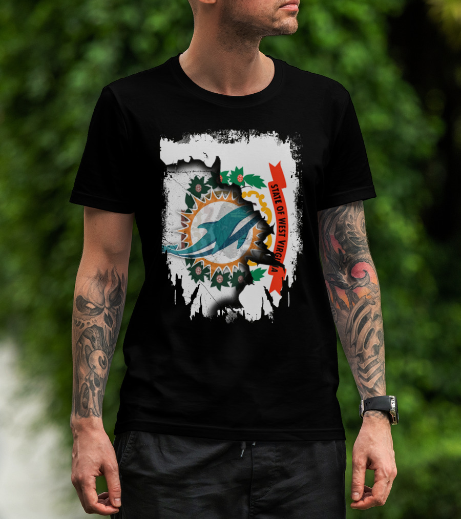 State Of West Virginia Dolphins Logo Fusion T-Shirt