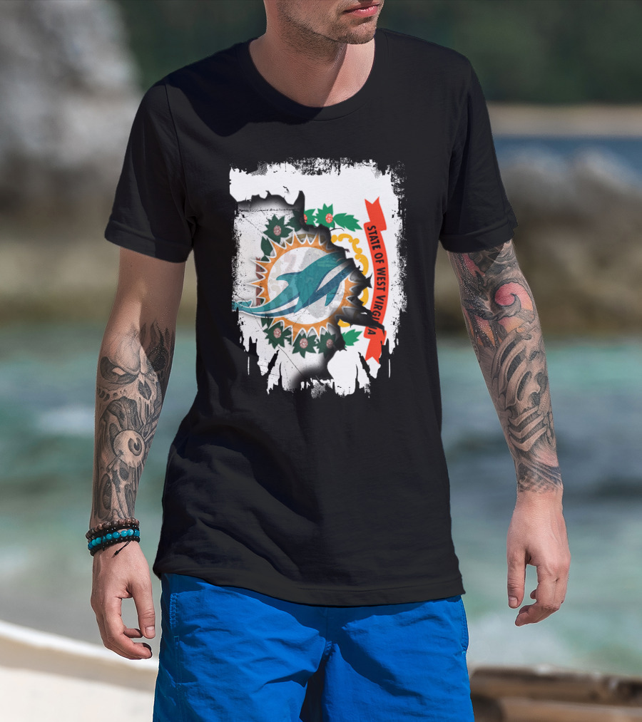 State Of West Virginia Dolphins Logo Fusion T-Shirt
