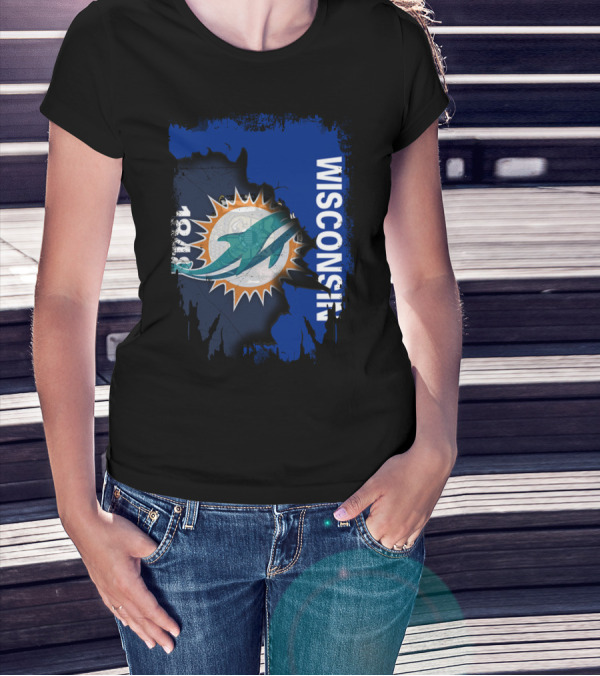 Wisconsin Miami Dolphins 1848 Flag Inspiration T-Shirt
