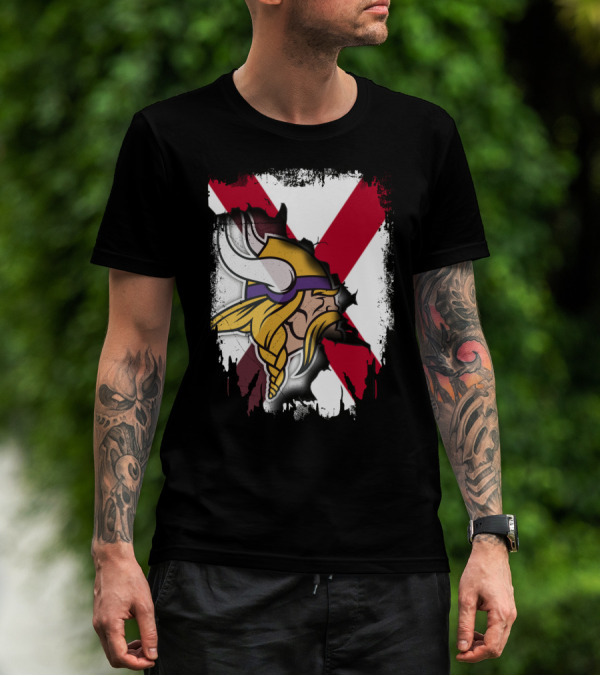 Alabama Vikings United With Crossed Flag T-Shirt