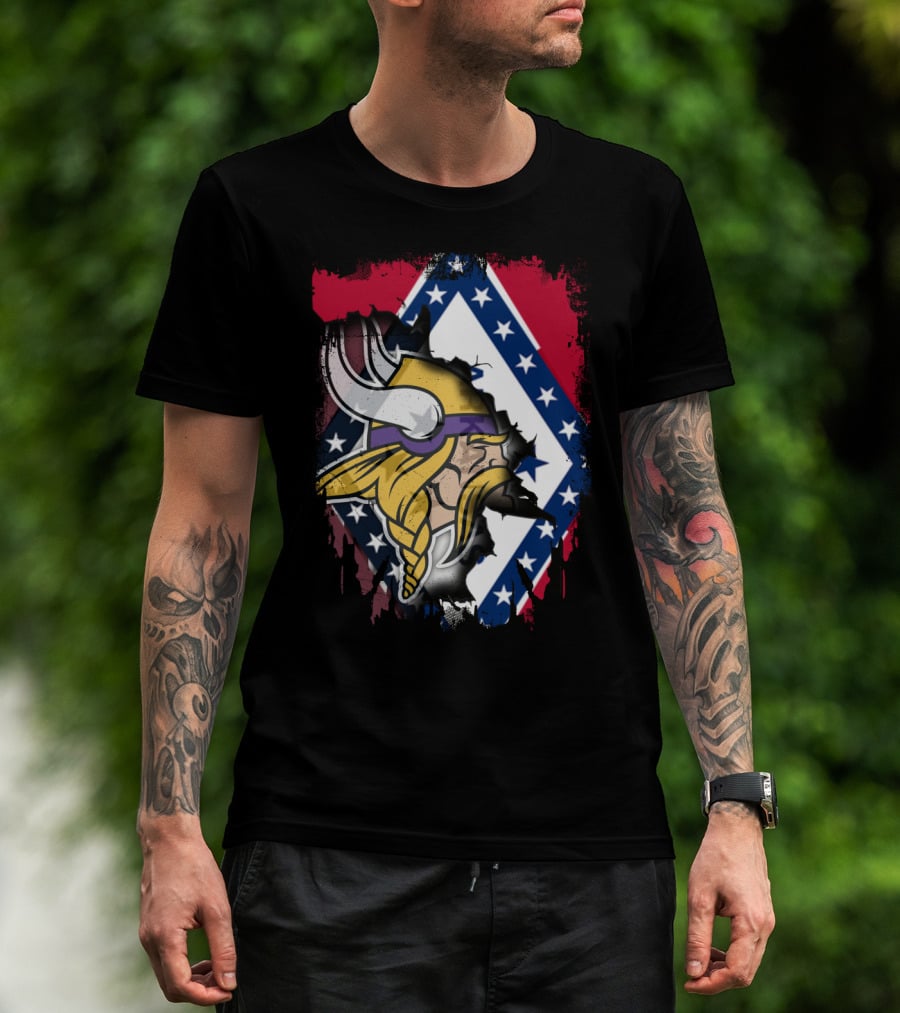 Arkansas Pride With Vikings Warrior And Flag T-Shirt