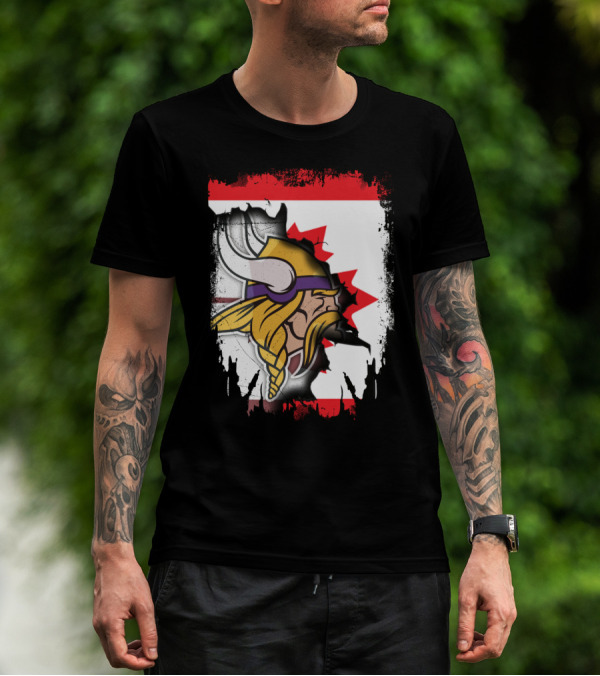 Minnesota Vikings And Canada Fusion Flag T-Shirt