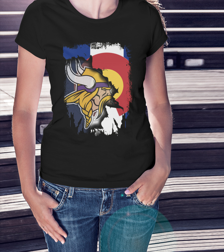 Together Colorado Vikings Emblem And Flag Fusion T-Shirt