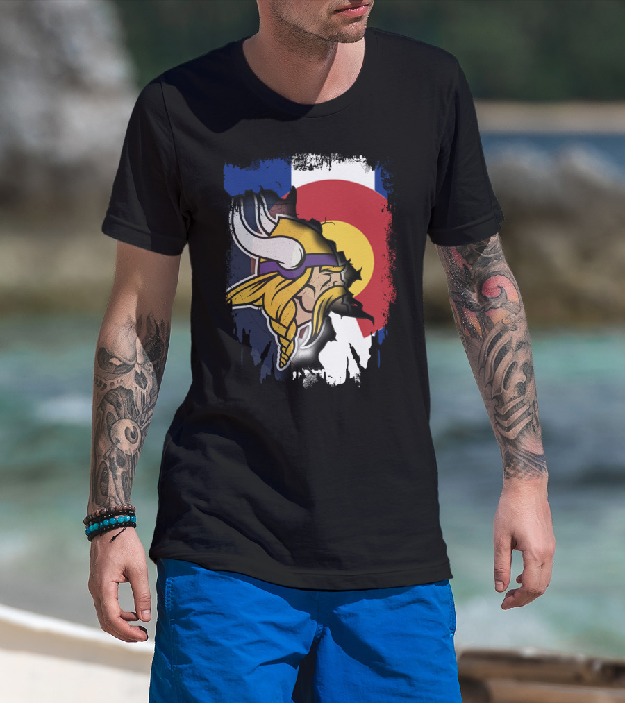 Together Colorado Vikings Emblem And Flag Fusion T-Shirt