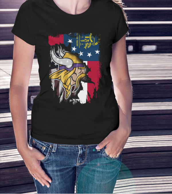 Georgia Flag With Vikings Fusion T-Shirt