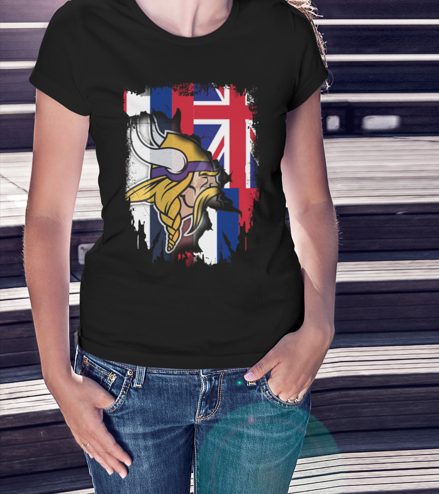 Hawaii Union Jack With Vikings Head T-Shirt
