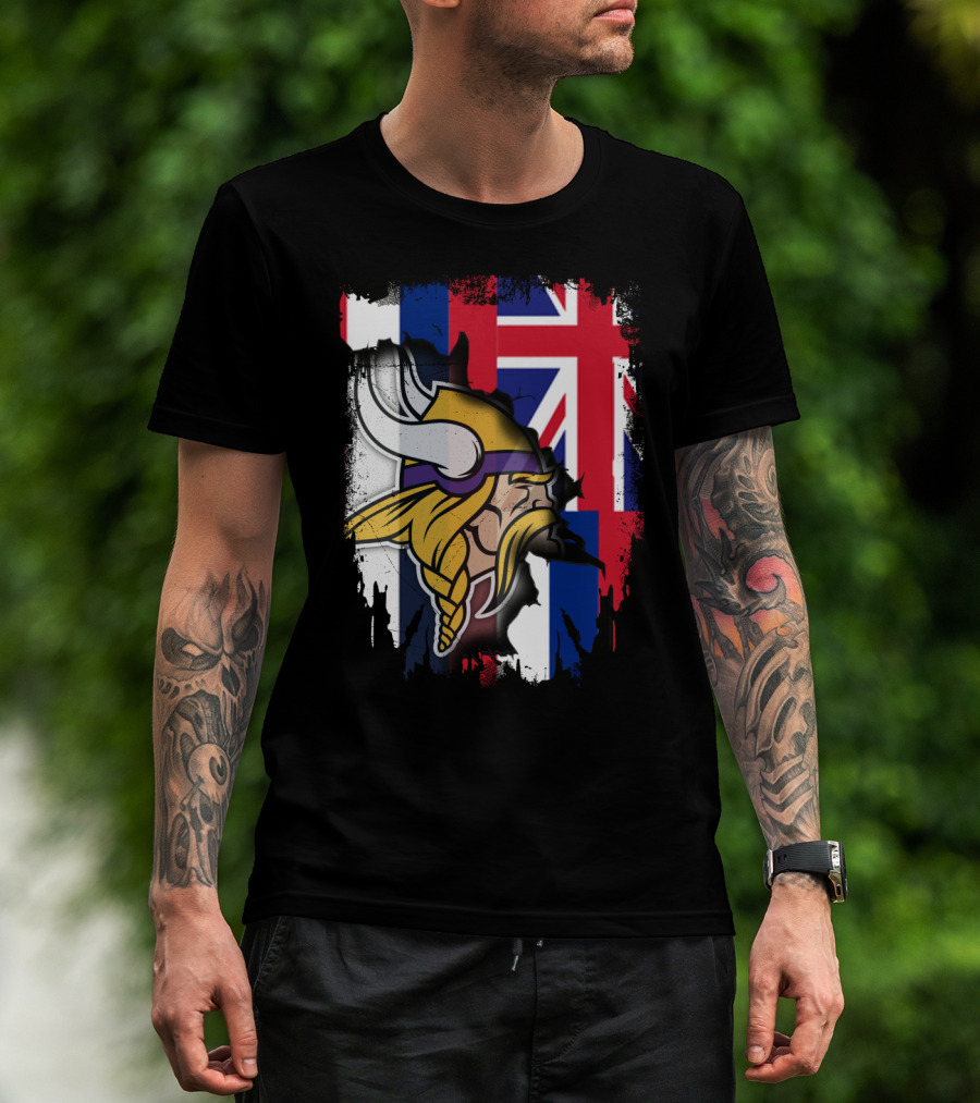 Hawaii Union Jack With Vikings Head T-Shirt