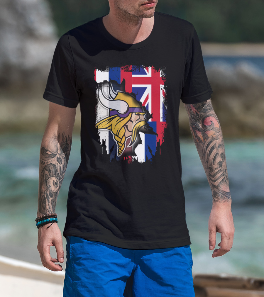 Hawaii Union Jack With Vikings Head T-Shirt