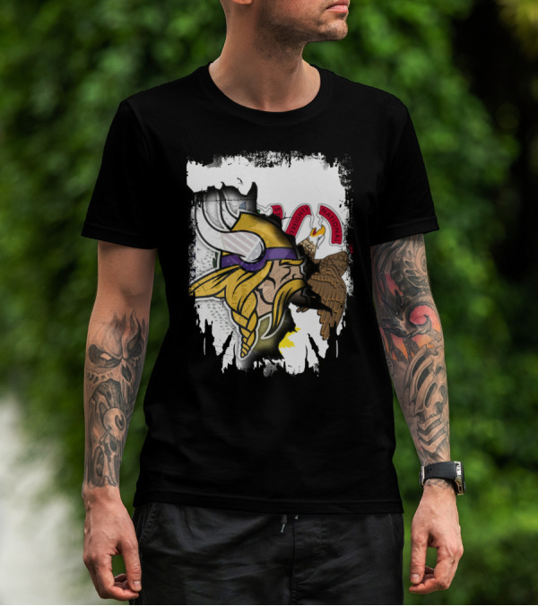 Illinois State Seal With Vikings Helmet Profile T-Shirt