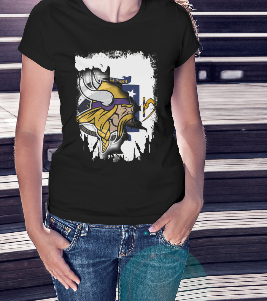 Massachusetts Viking Head State Flag Mashup T-Shirt