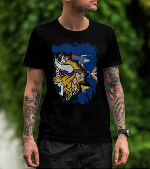 Together New York State Flag With Minnesota Vikings T-Shirt
