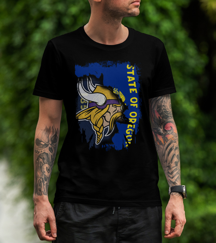 State Of Oregon Viking Helmet T-Shirt
