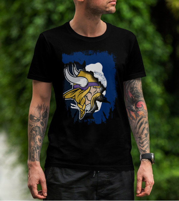 Wyoming Flag Viking Helmet Fusion T-Shirt