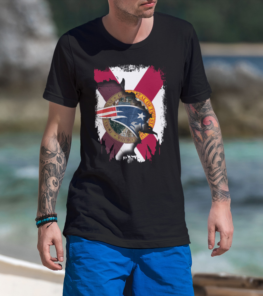 Florida State Seal And New England Patriots Logo Together T-Shirt