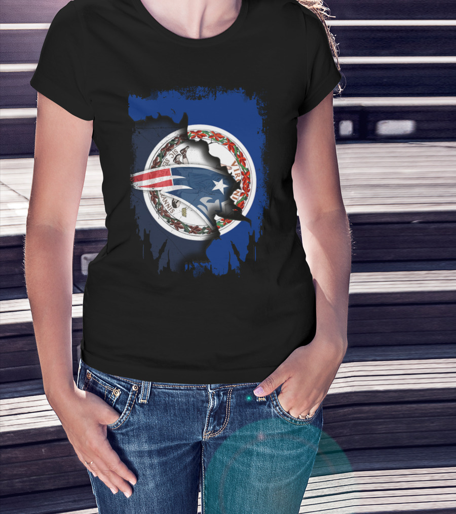 Virginia State Seal With Patriots Football Symbol Together T-Shirt