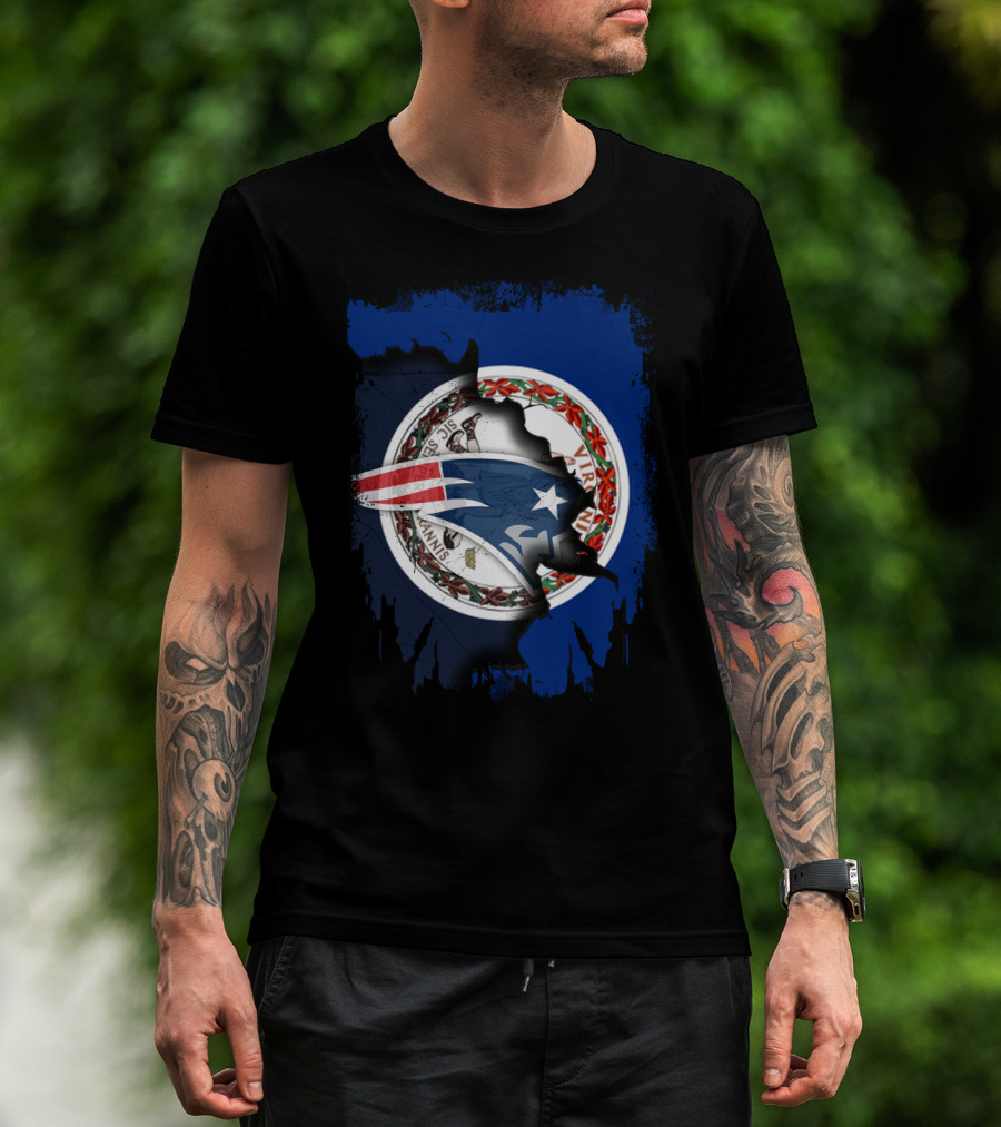 Virginia State Seal With Patriots Football Symbol Together T-Shirt