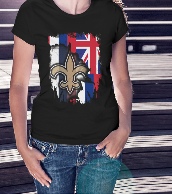 Together Hawaii New Orleans Saints Fleur De Lis Flag T-Shirt
