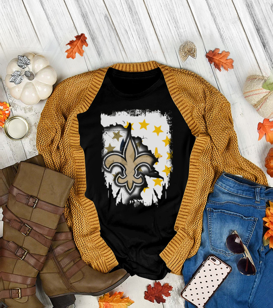 Together Rhode Island With Saints Fleur-De-Lis Stars T-Shirt