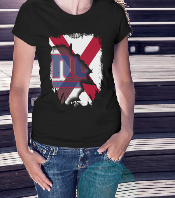 Alabama State Flag Torn To Reveal Giants NY T-Shirt