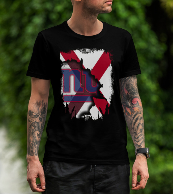 Alabama State Flag Torn To Reveal Giants NY T-Shirt