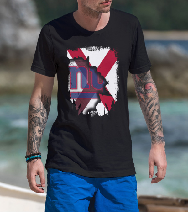 Alabama State Flag Torn To Reveal Giants NY T-Shirt
