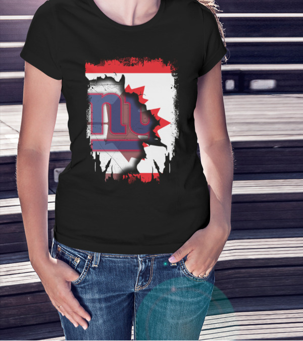 Together Canada With New York Giants Maple Leaf Emblem T-Shirt