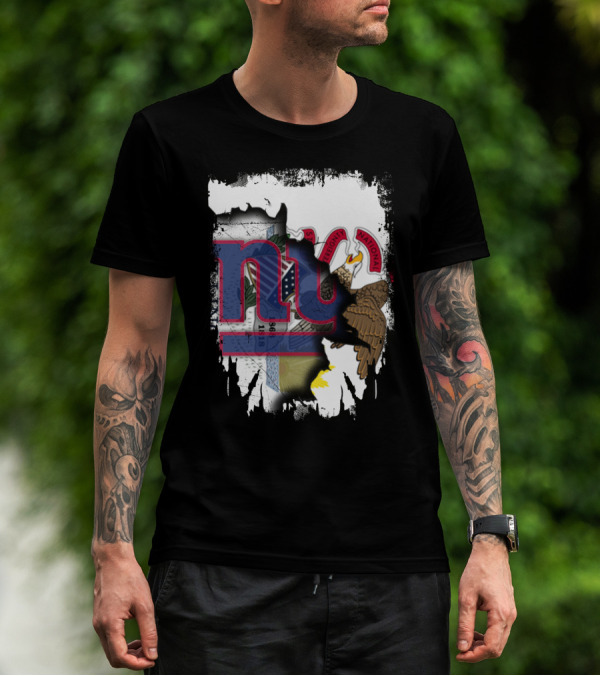 Together Illinois With New York Giants Flag And Illinois Seal Fusion T-Shirt