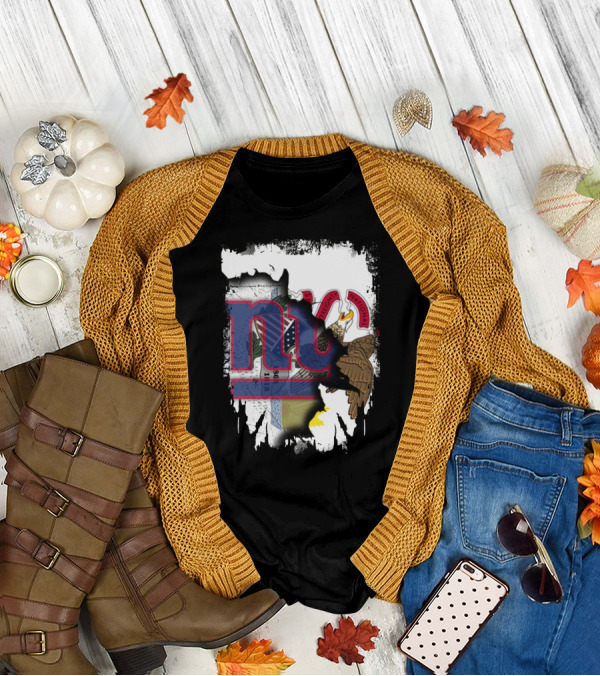 Together Illinois With New York Giants Flag And Illinois Seal Fusion T-Shirt