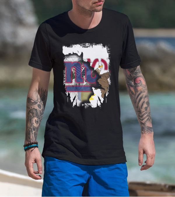 Together Illinois With New York Giants Flag And Illinois Seal Fusion T-Shirt