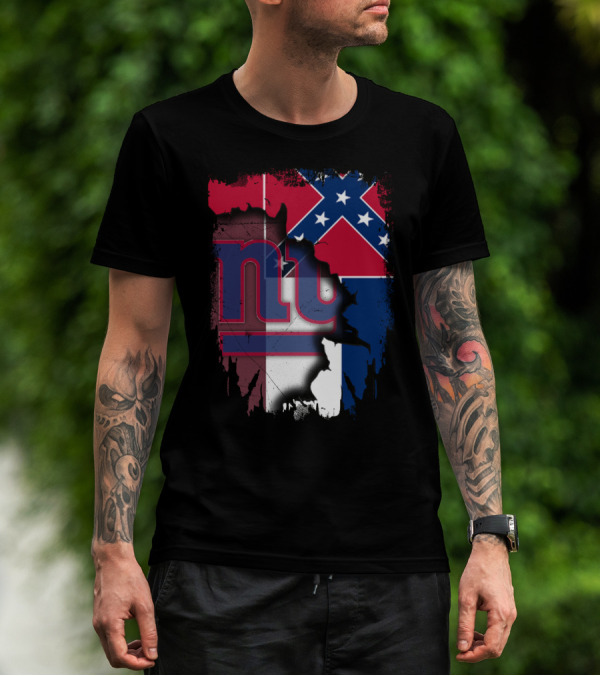 Mississippi Flag With New York Giants Logo Fusion T-Shirt