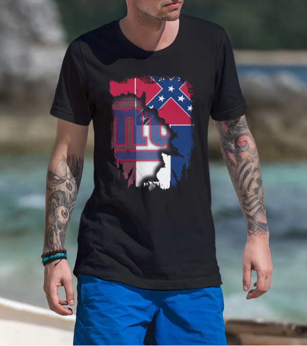 Mississippi Flag With New York Giants Logo Fusion T-Shirt