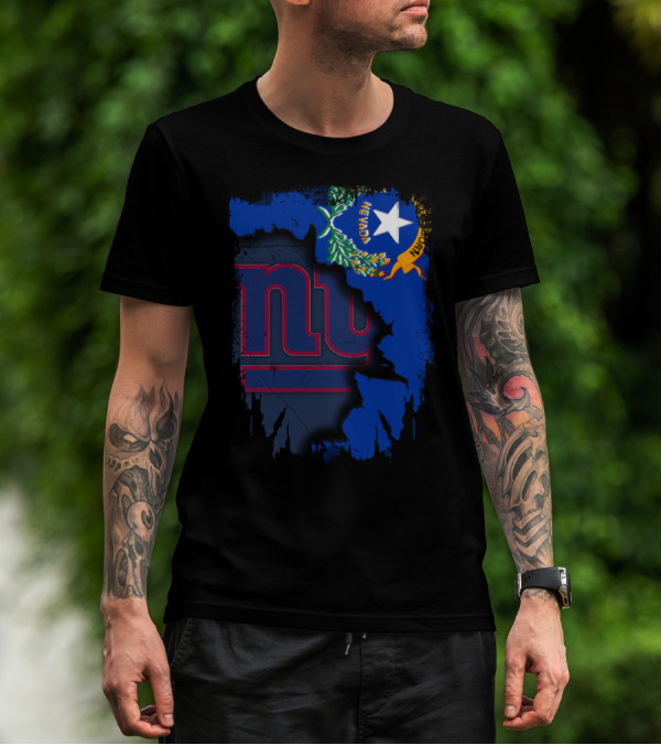 Nevada Flag With New York Giants Logo Fusion T-Shirt