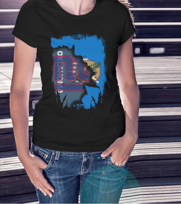Oklahoma Together With Giants NY Football Flag Fusion T-Shirt