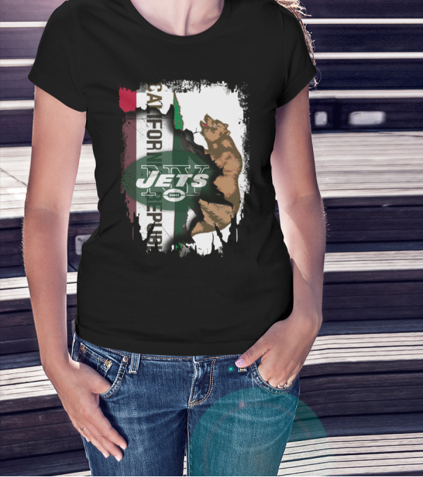 California Republic Bear With Jets Football T-Shirt
