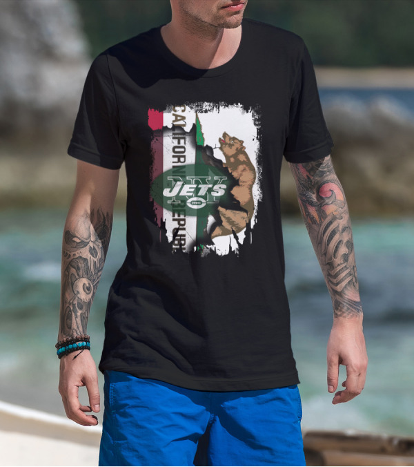 California Republic Bear With Jets Football T-Shirt