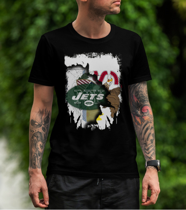 Illinois State Seal And Jets Logo Combination T-Shirt