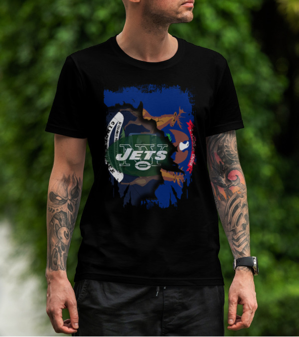 Michigan Together With Jets NFL Collaboration T-Shirt