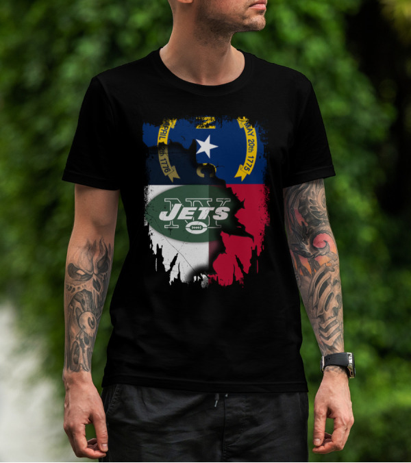 North Carolina Flag Jets Logo Fusion T-Shirt