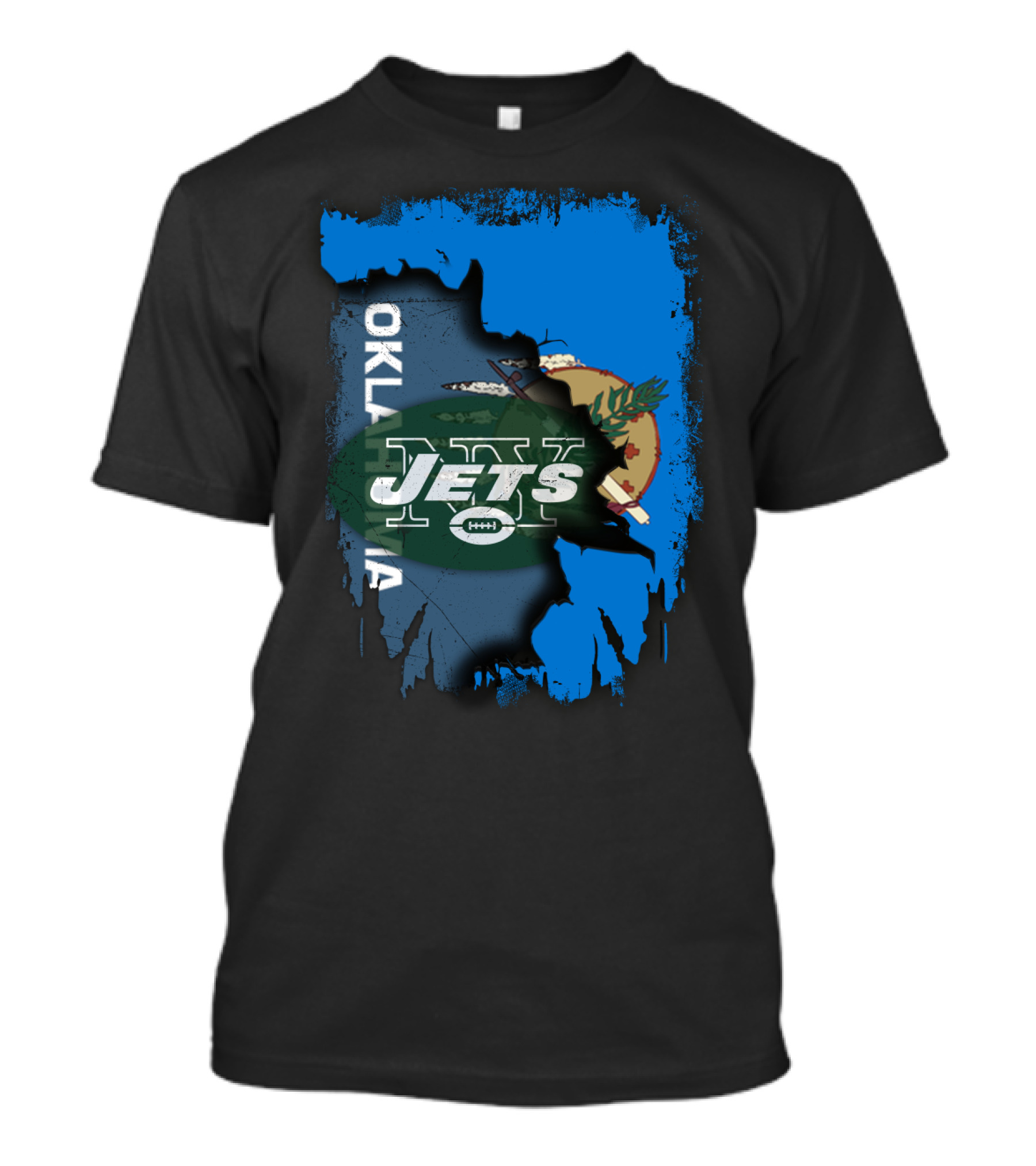 Oklahoma Jets New York Flag Crossover Elements T-Shirt