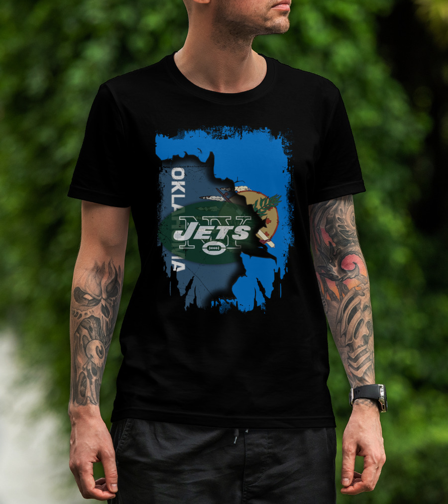 Oklahoma Jets New York Flag Crossover Elements T-Shirt