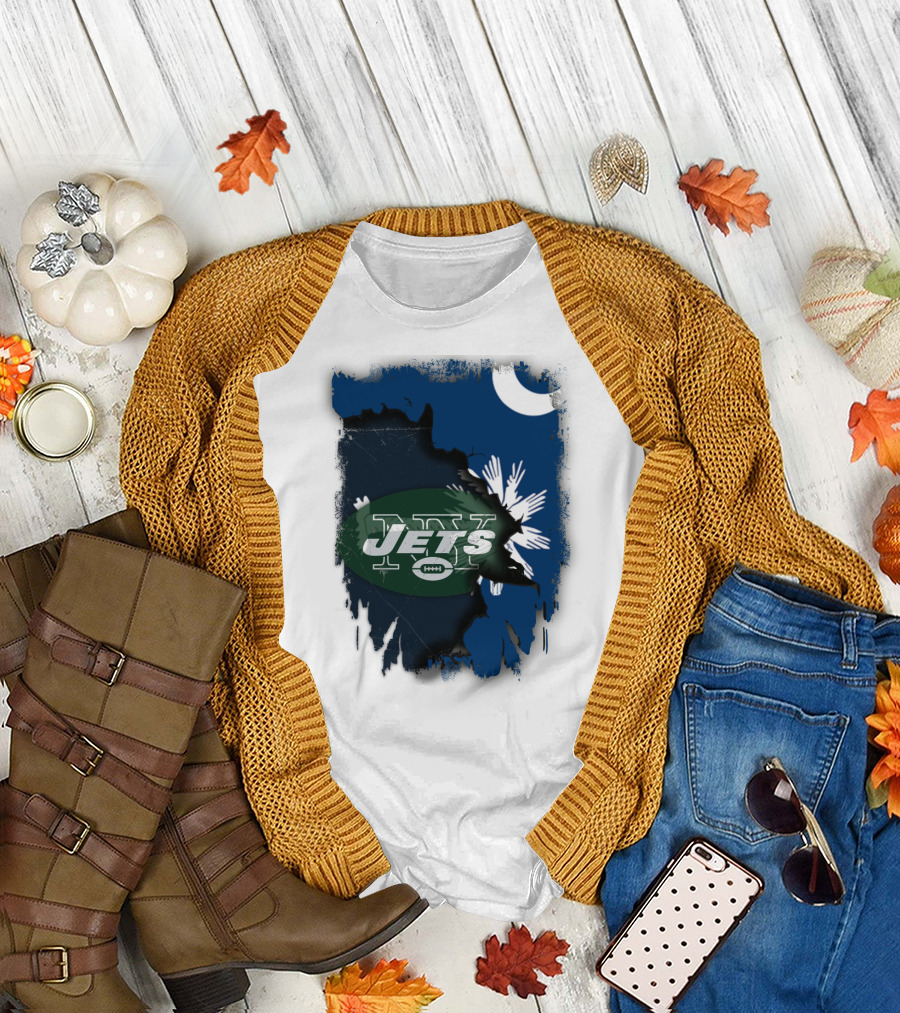 Jets with South Carolina State Flag and Crescent Moon Background T-Shirt