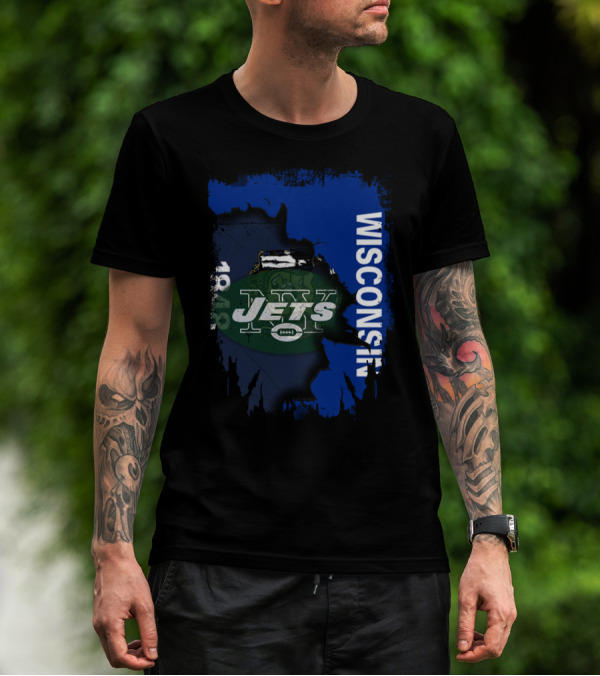 Wisconsin 1848 New York Jets Football Collaboration T-Shirt