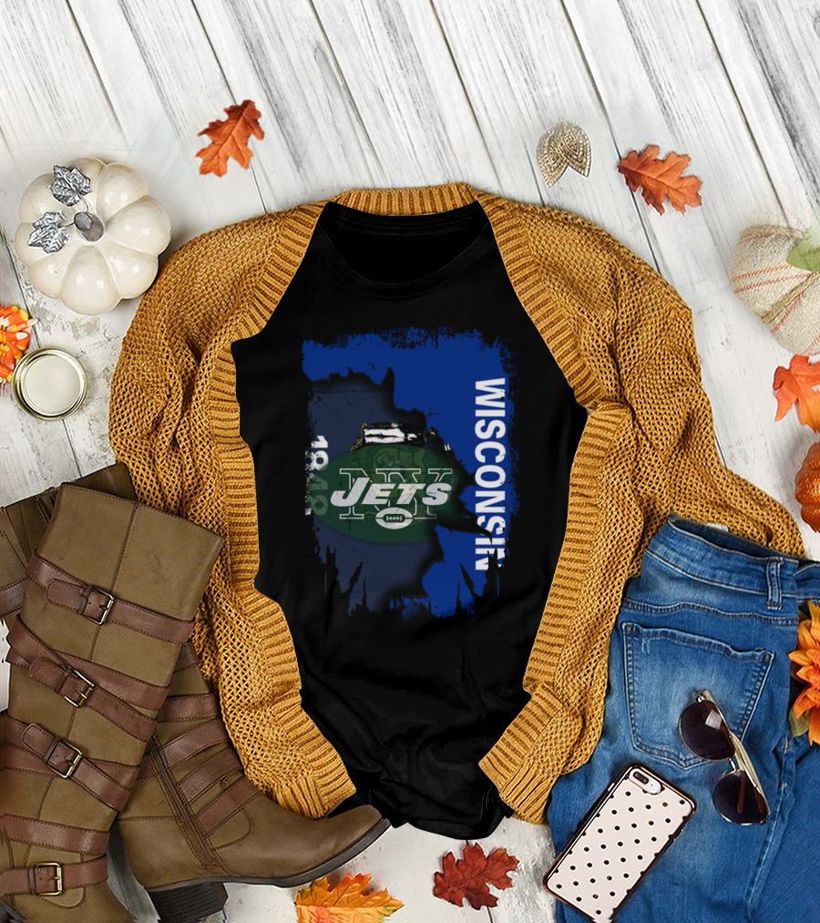 Wisconsin 1848 New York Jets Football Collaboration T-Shirt