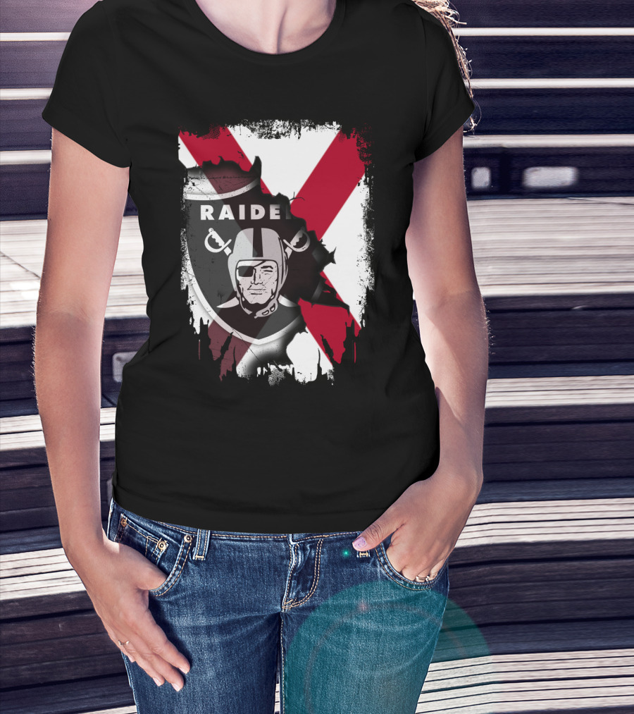 Raiders Logo With Alabama Flag Background T-Shirt