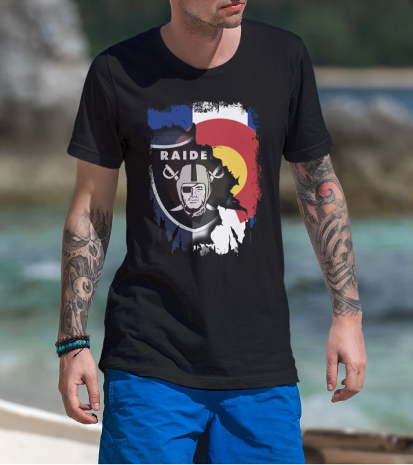 Colorado Flag Overlay With Raiders Logo Fusion T-Shirt